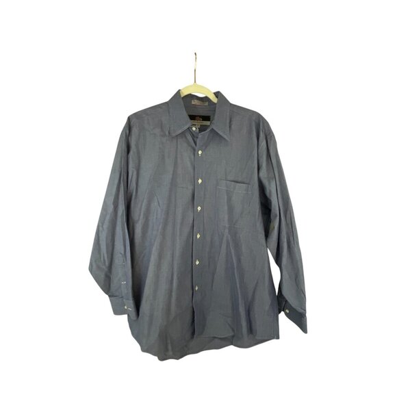 Vito Rufolo Men's Button Up Dress Shirt Long Sleeve Cotton Size 16.5/32-33 Blue - Picture 4 of 8